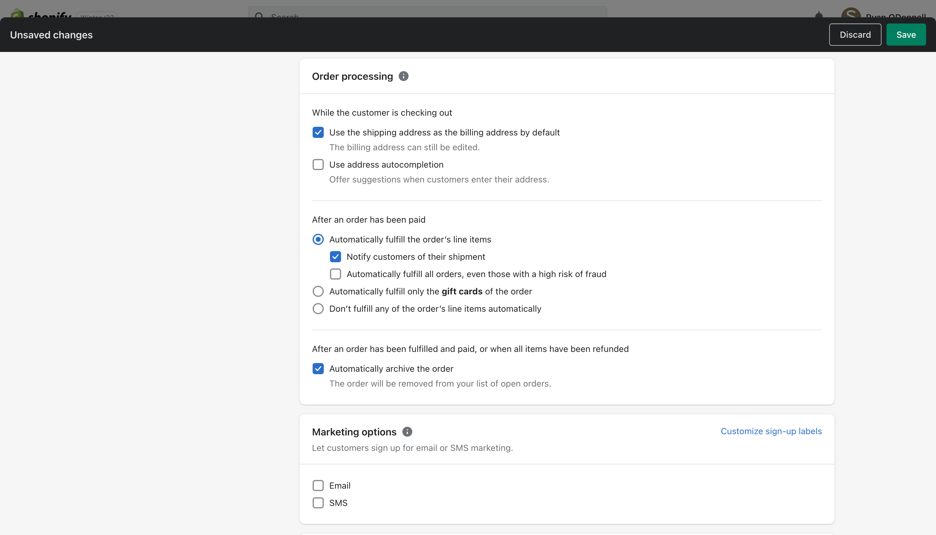 automatic order processing
