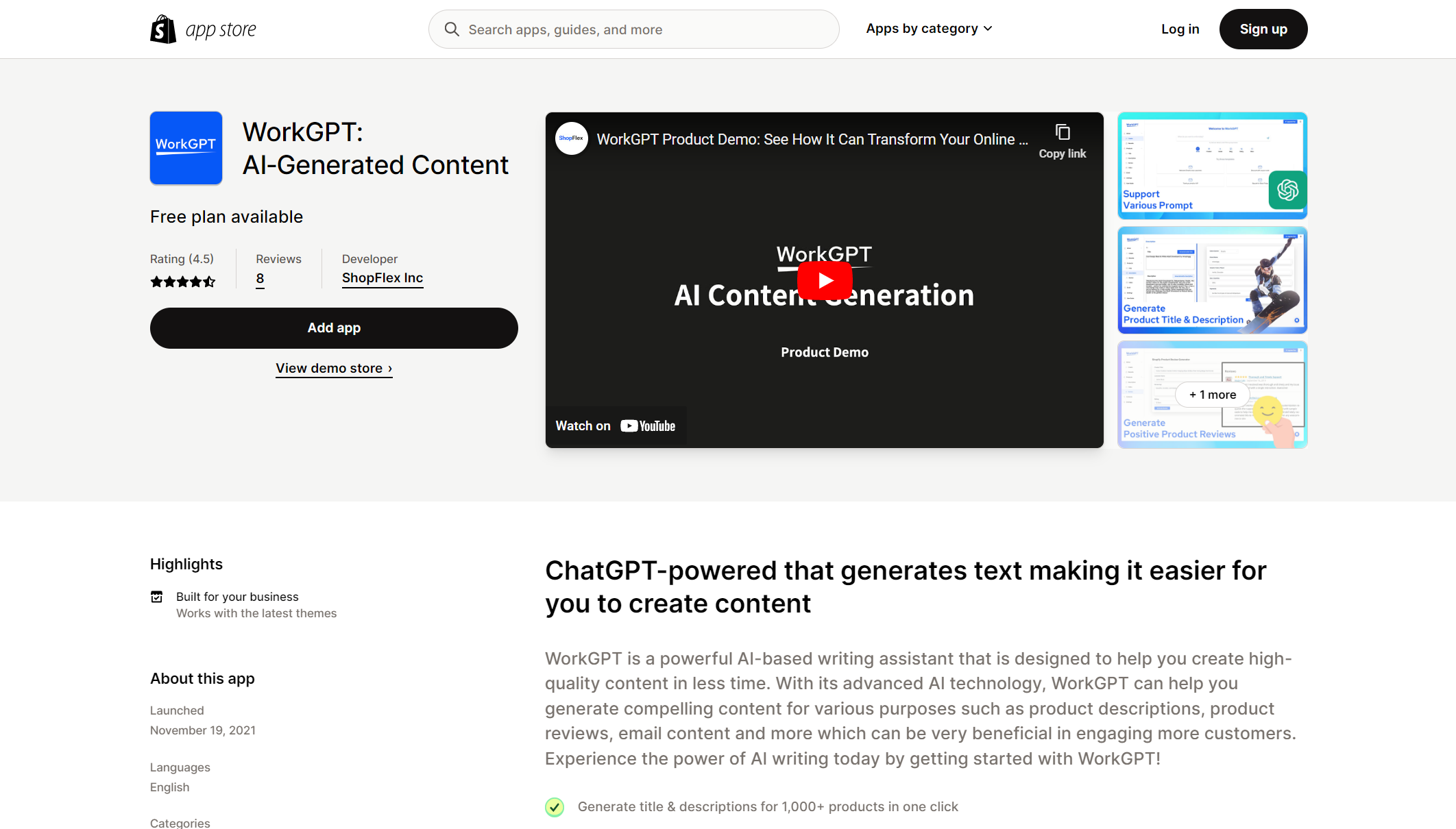 Shopify admin - WorkGPT