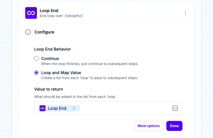 Configure the Product Loop End
