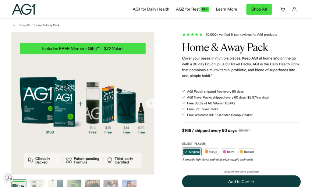 AG1 product page