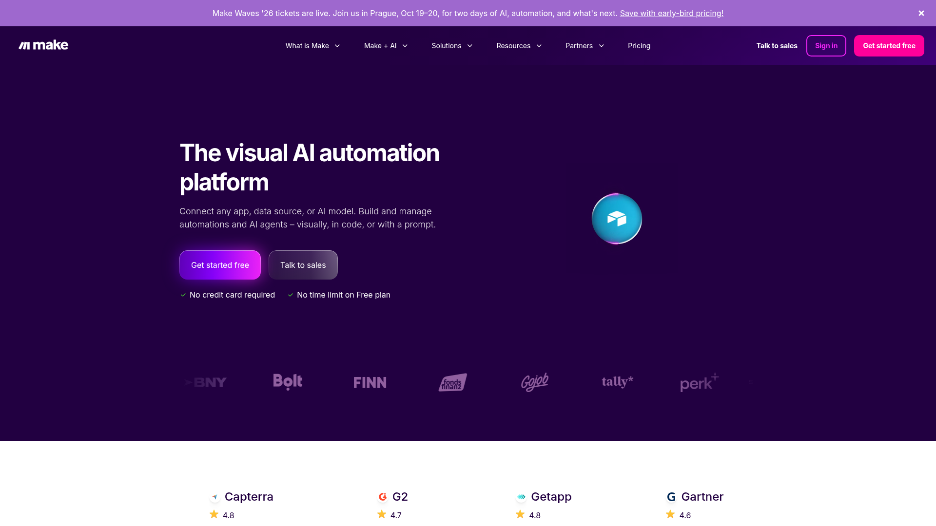 Screenshot of Make homepage