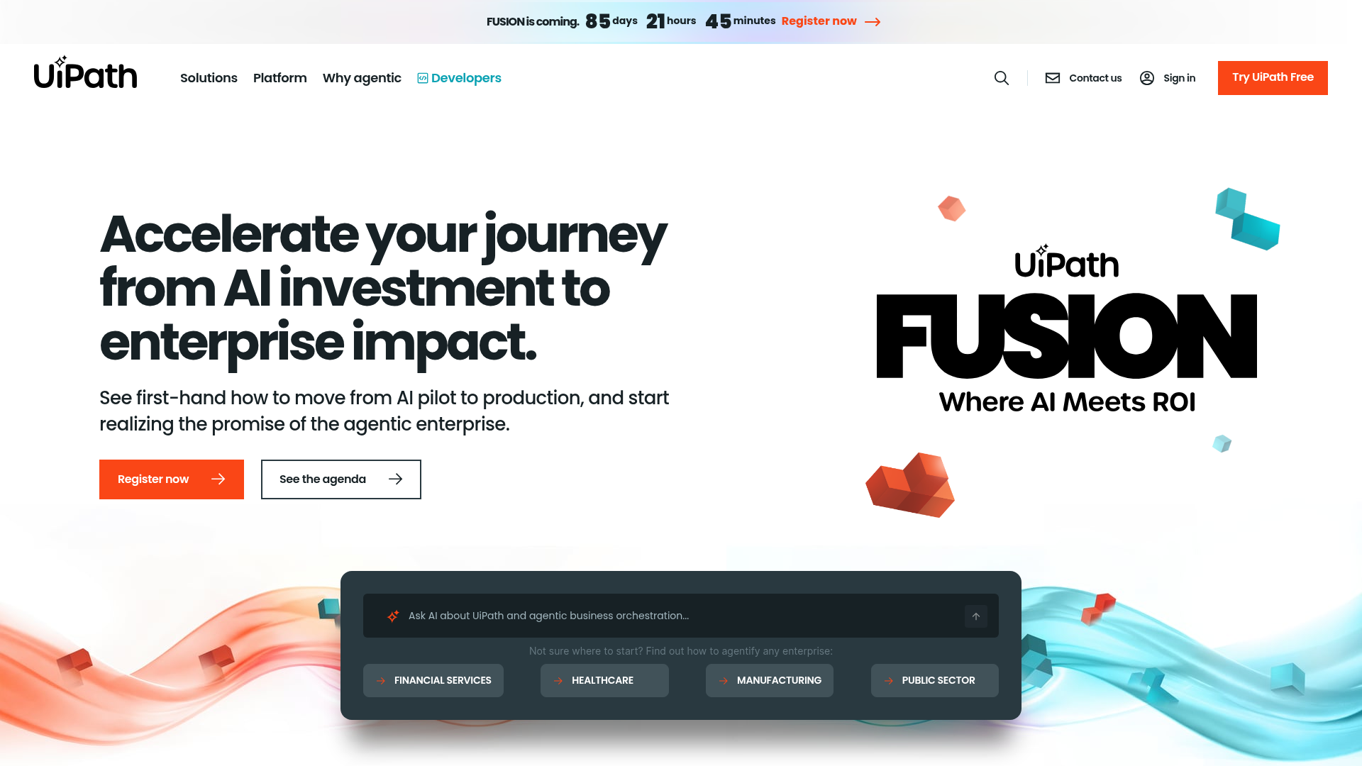 Screenshot of UiPath homepage