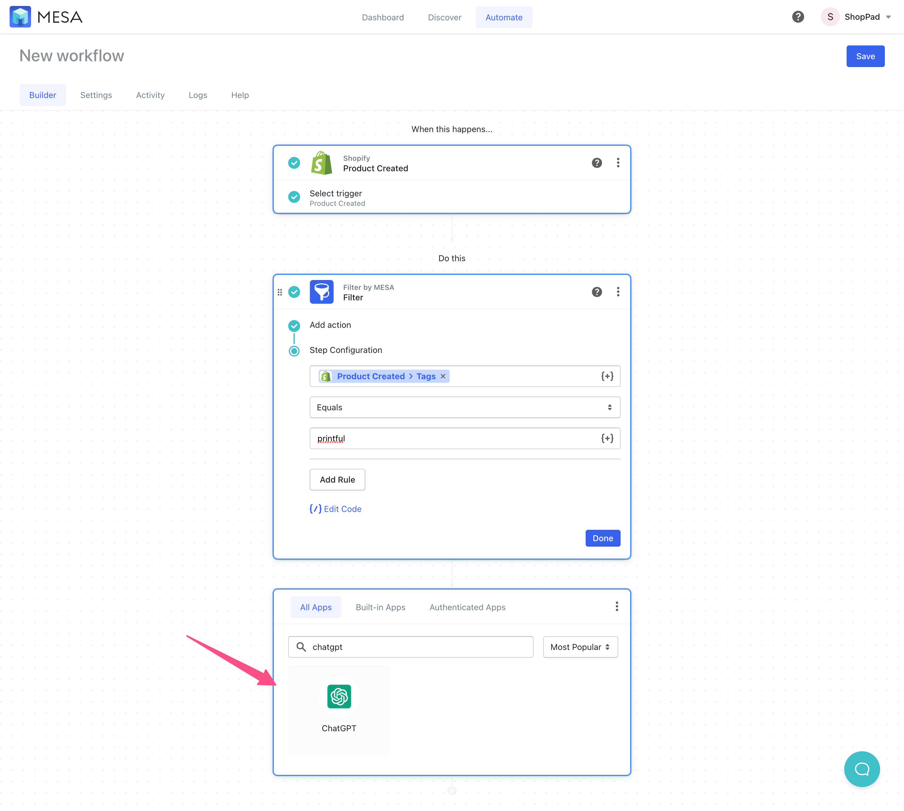 chatgpt workflow step