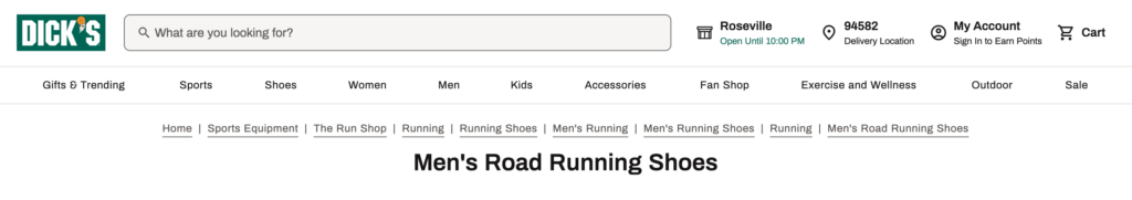 discksportinggoods.com breadcrumb example