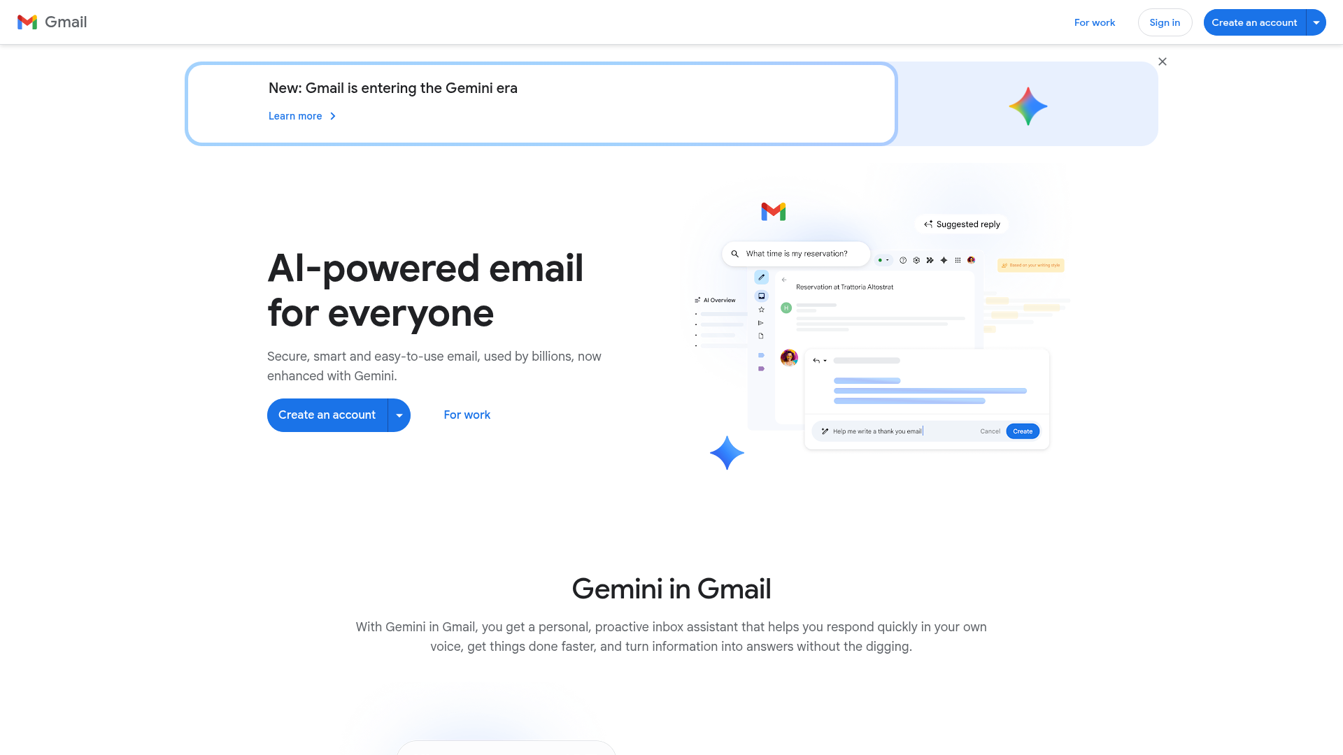 Screenshot of Gmail homepage