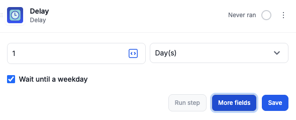 MESA Delay step with the Wait until a weekday checkbox checked
