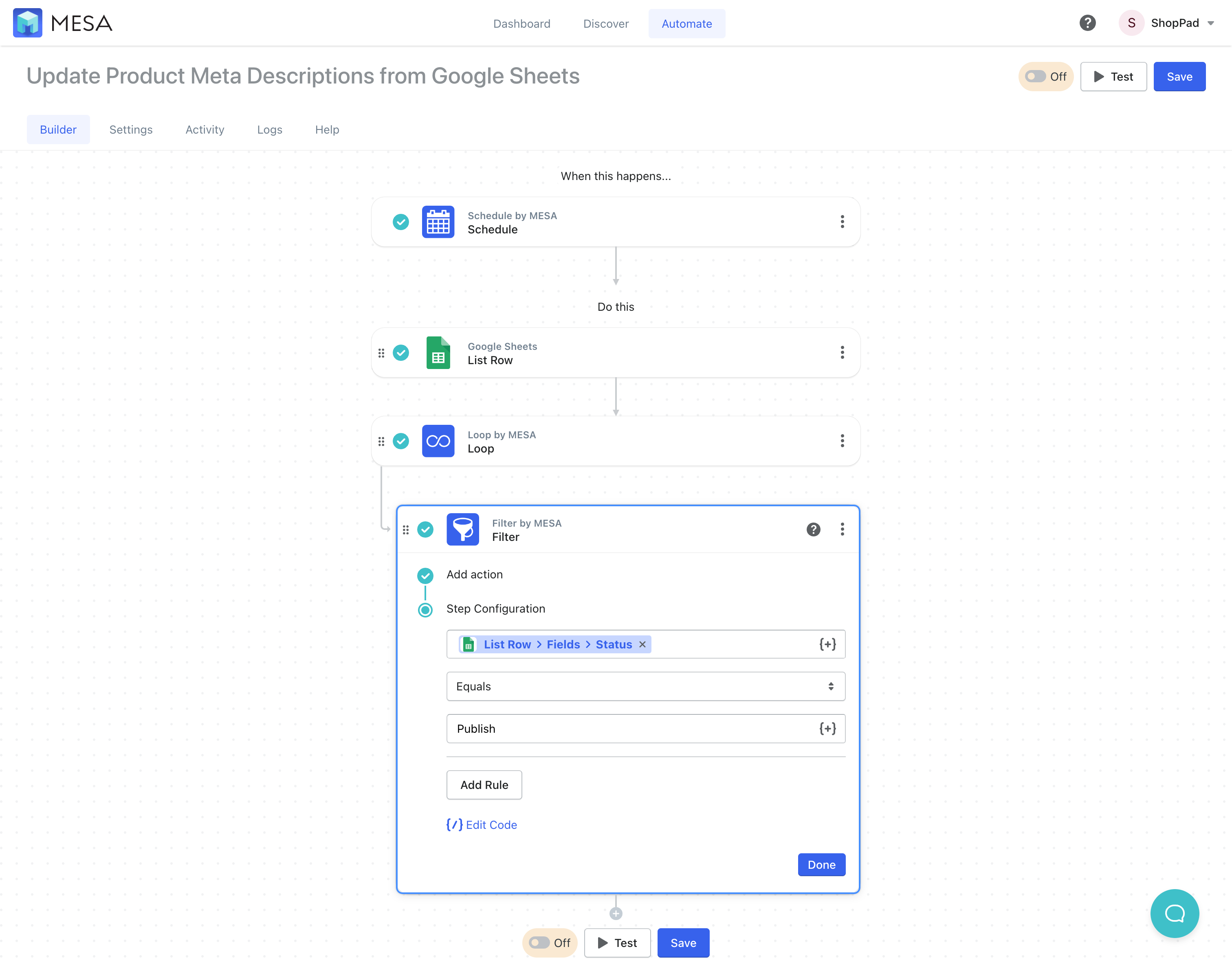 filter google sheets by status