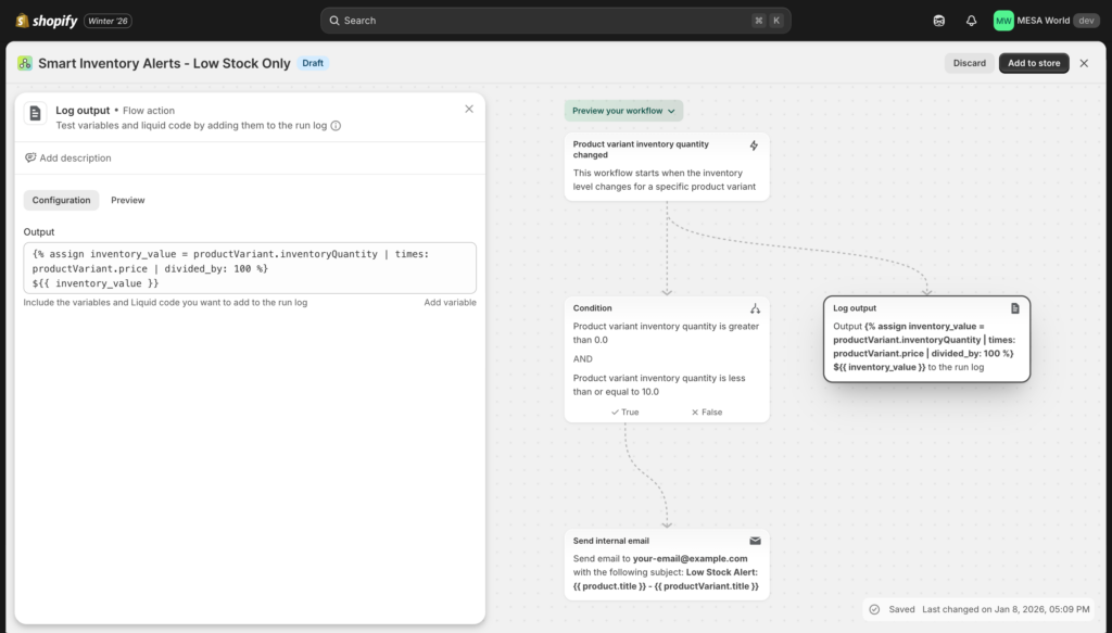 flow inventory liquid logic