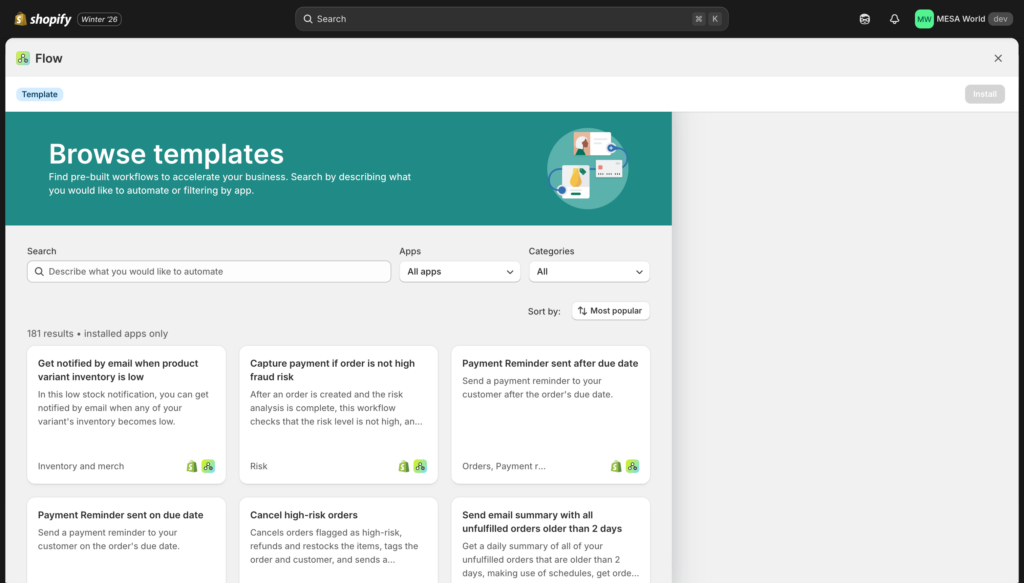 shopify flow template library