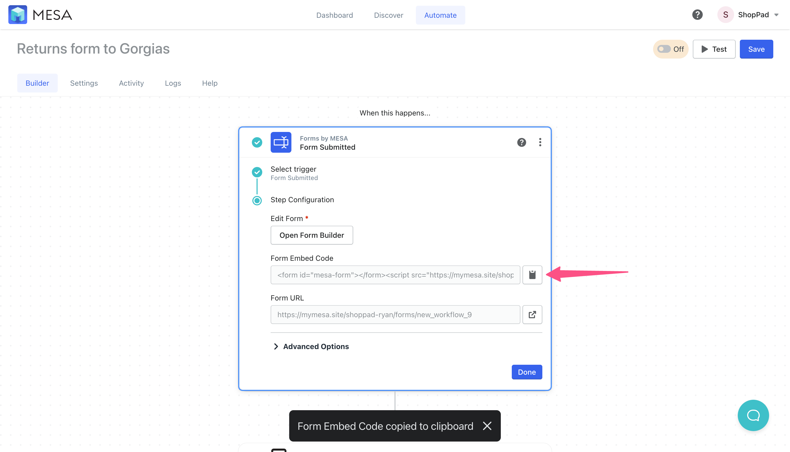 form embed code