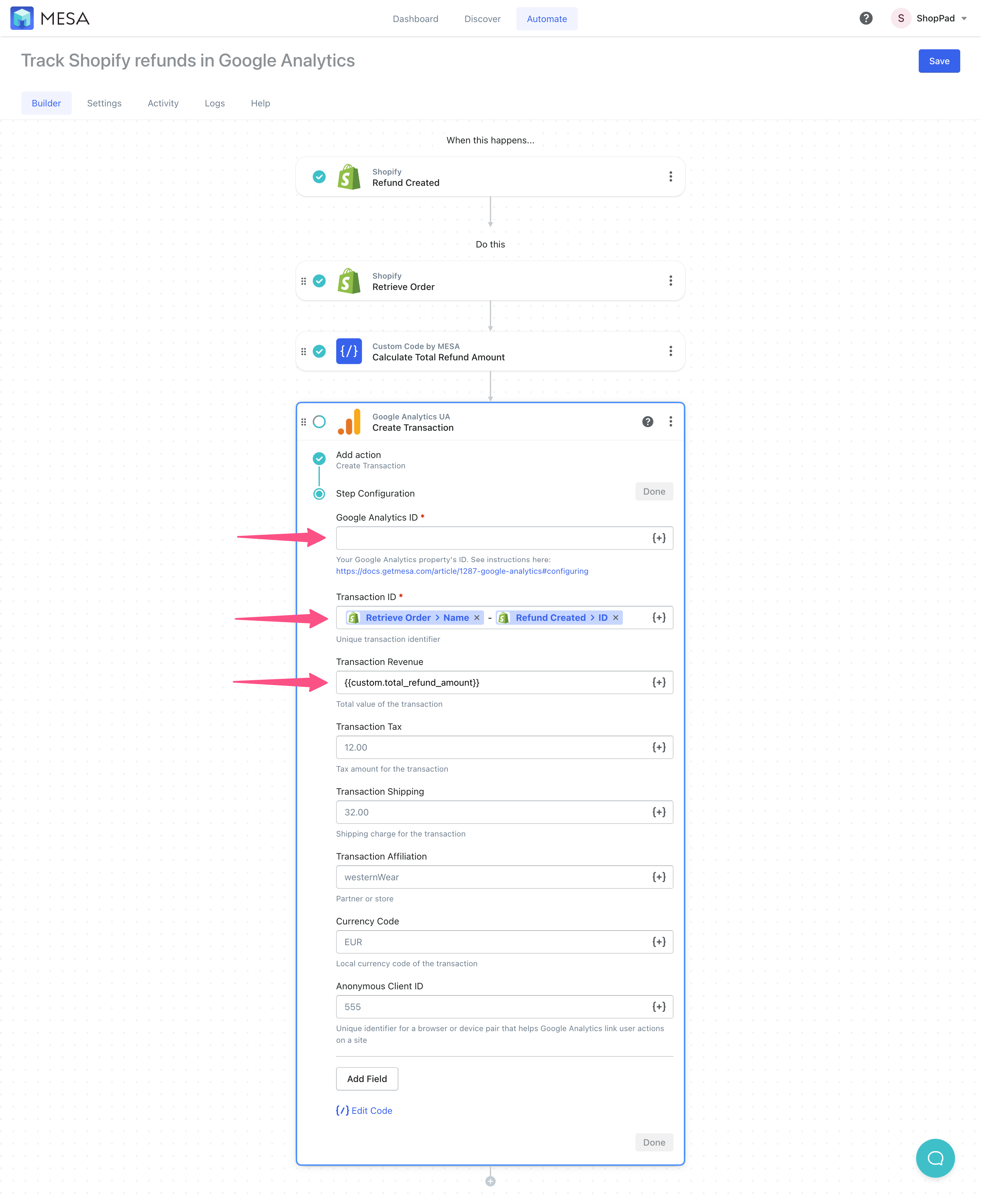 google analytics variables