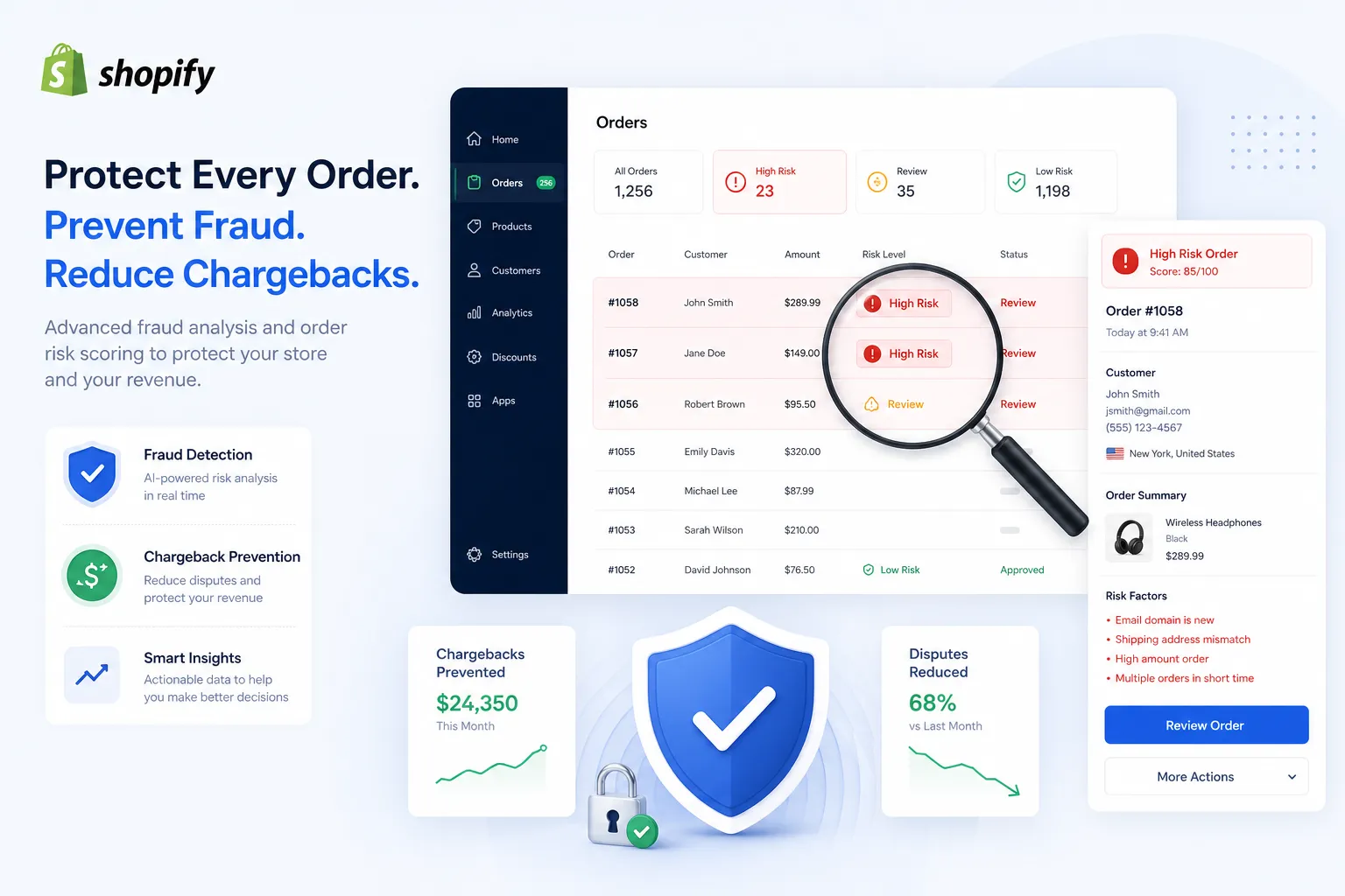 Illustration of Shopify high-risk order review workflow