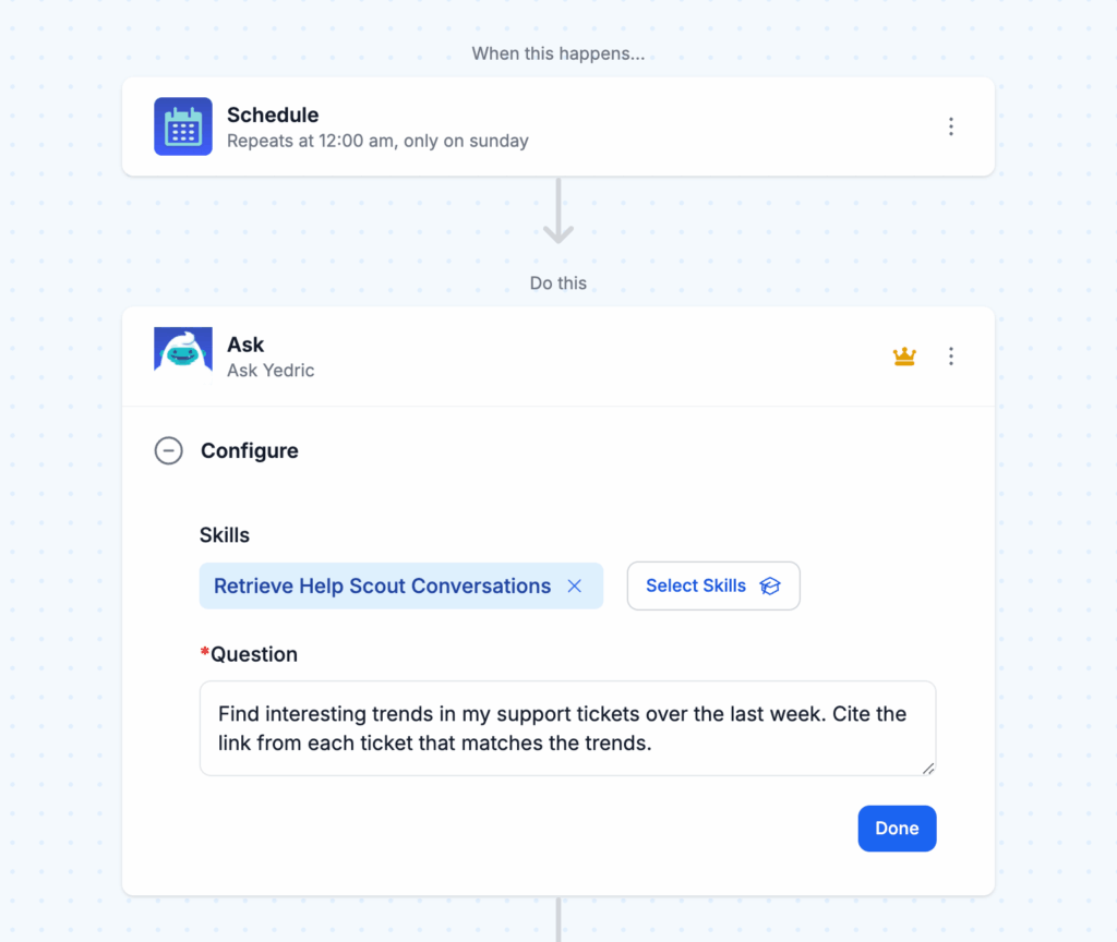 example of MESA's AI Ask step in workflow builder