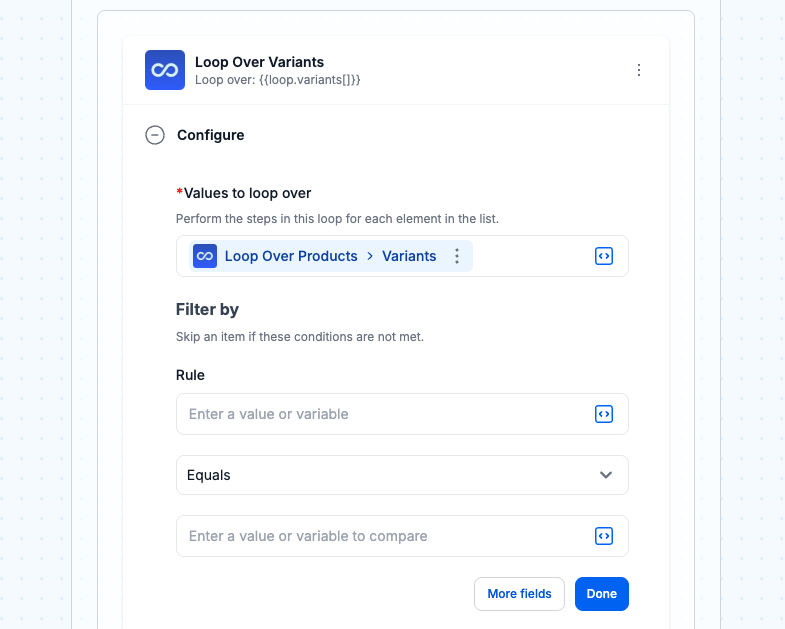 Loop over variants
