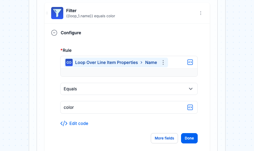 Filter line item properties