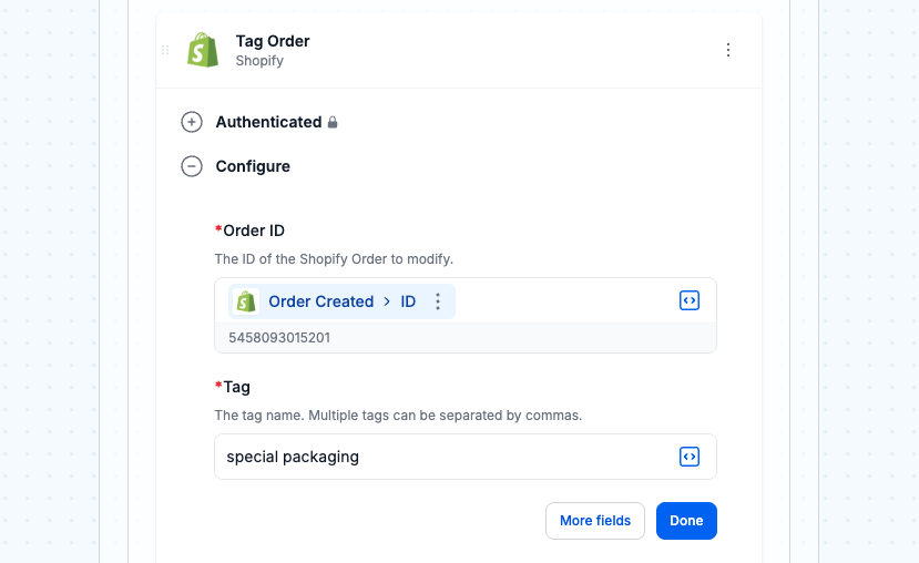 Tag order