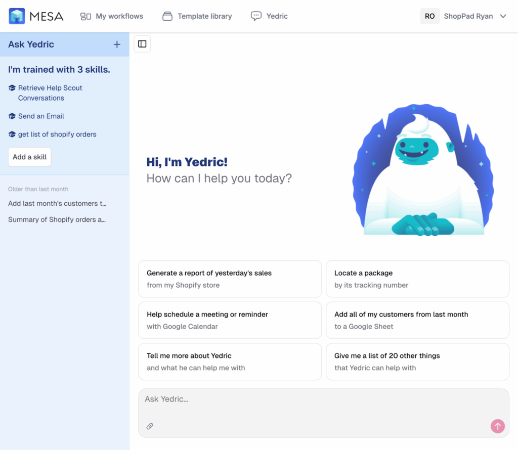 MESA's built-in AI assistant.