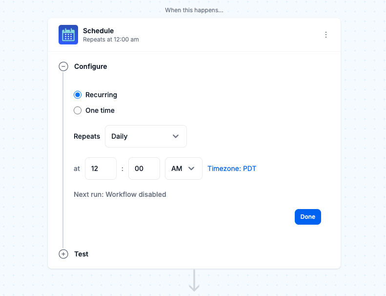 Configure Schedule trigger