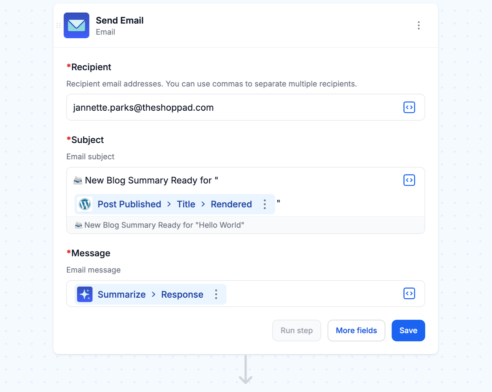 Send email notification