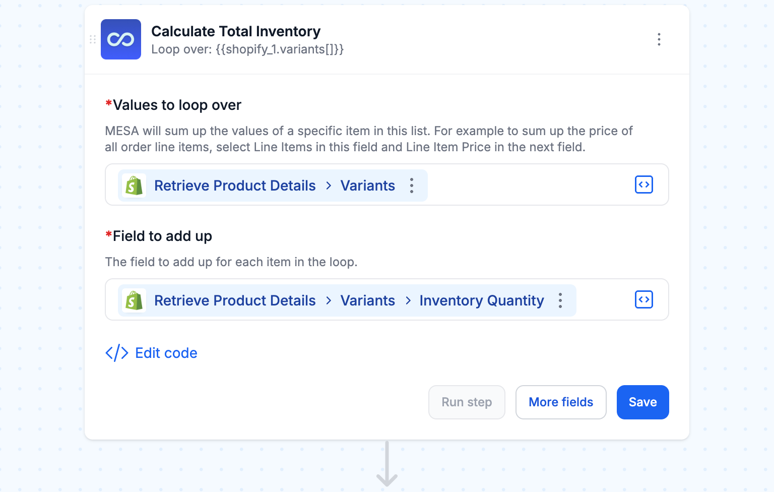 Calculate total product inventory