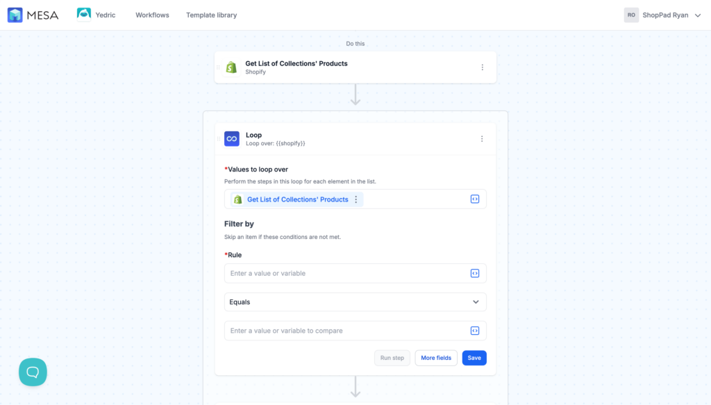 Screenshot: loop with tag filter