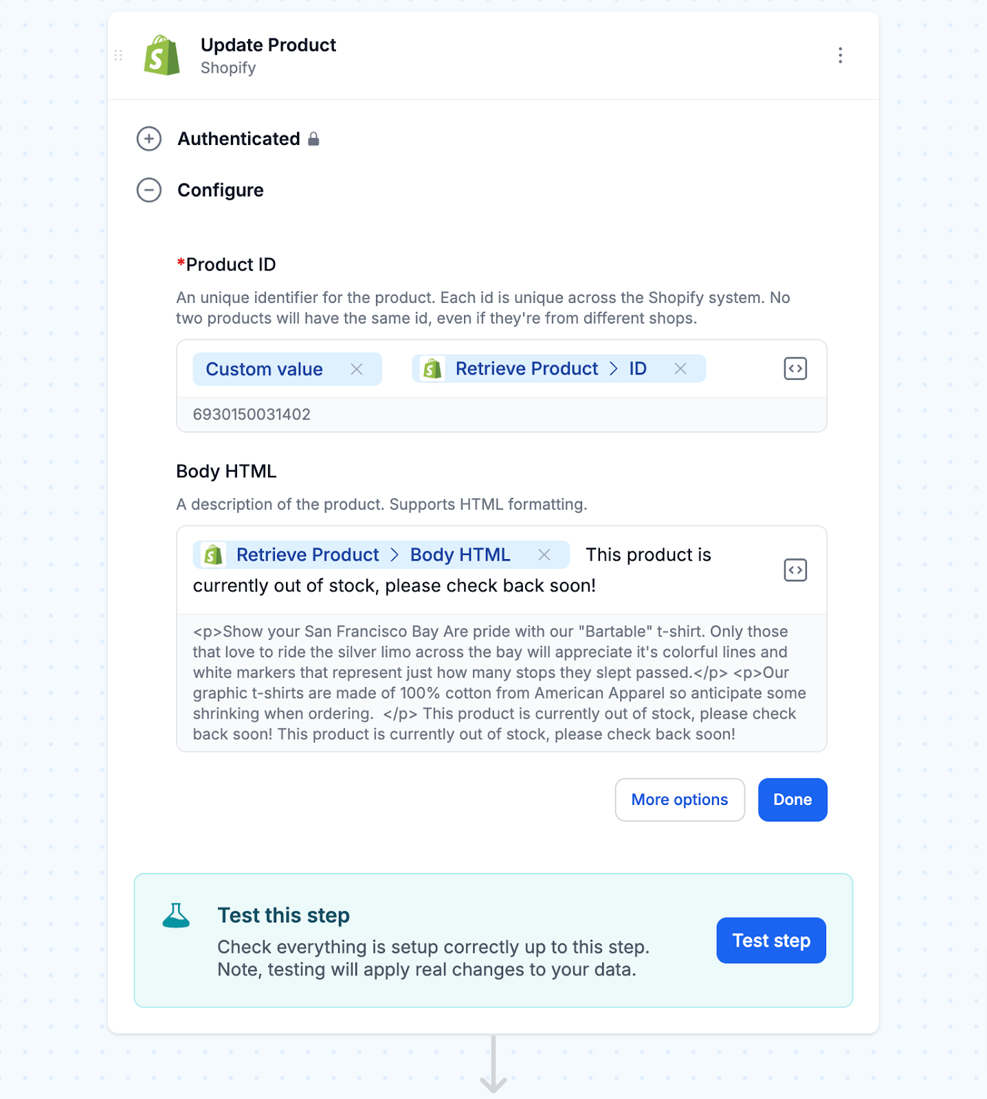 Update Product Status