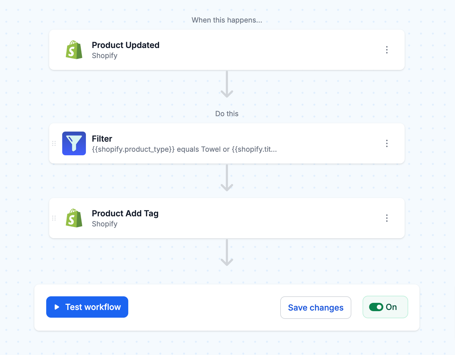Turn "On" this workflow