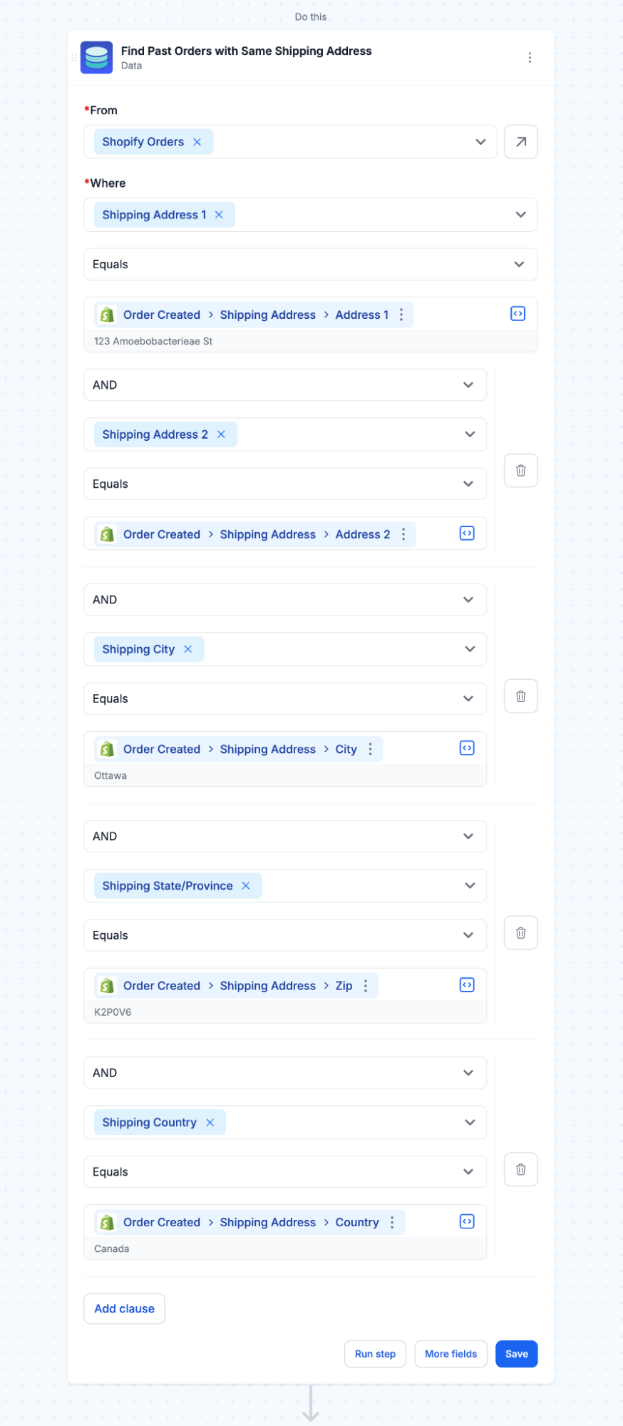 Query your order database for matching addresses