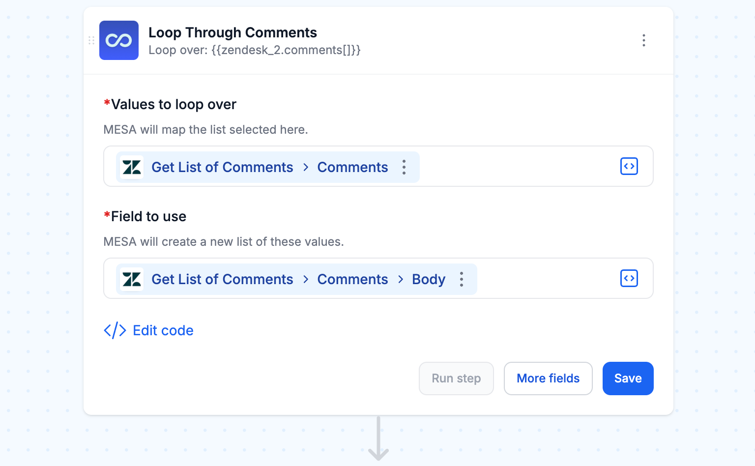 Loop through comment content