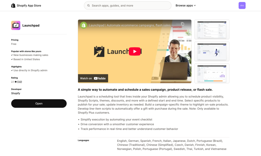 Launchpad App Store page