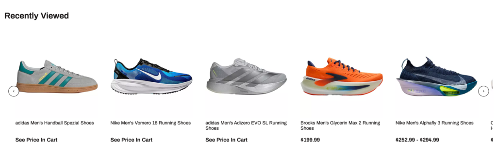 example: recently viewed products