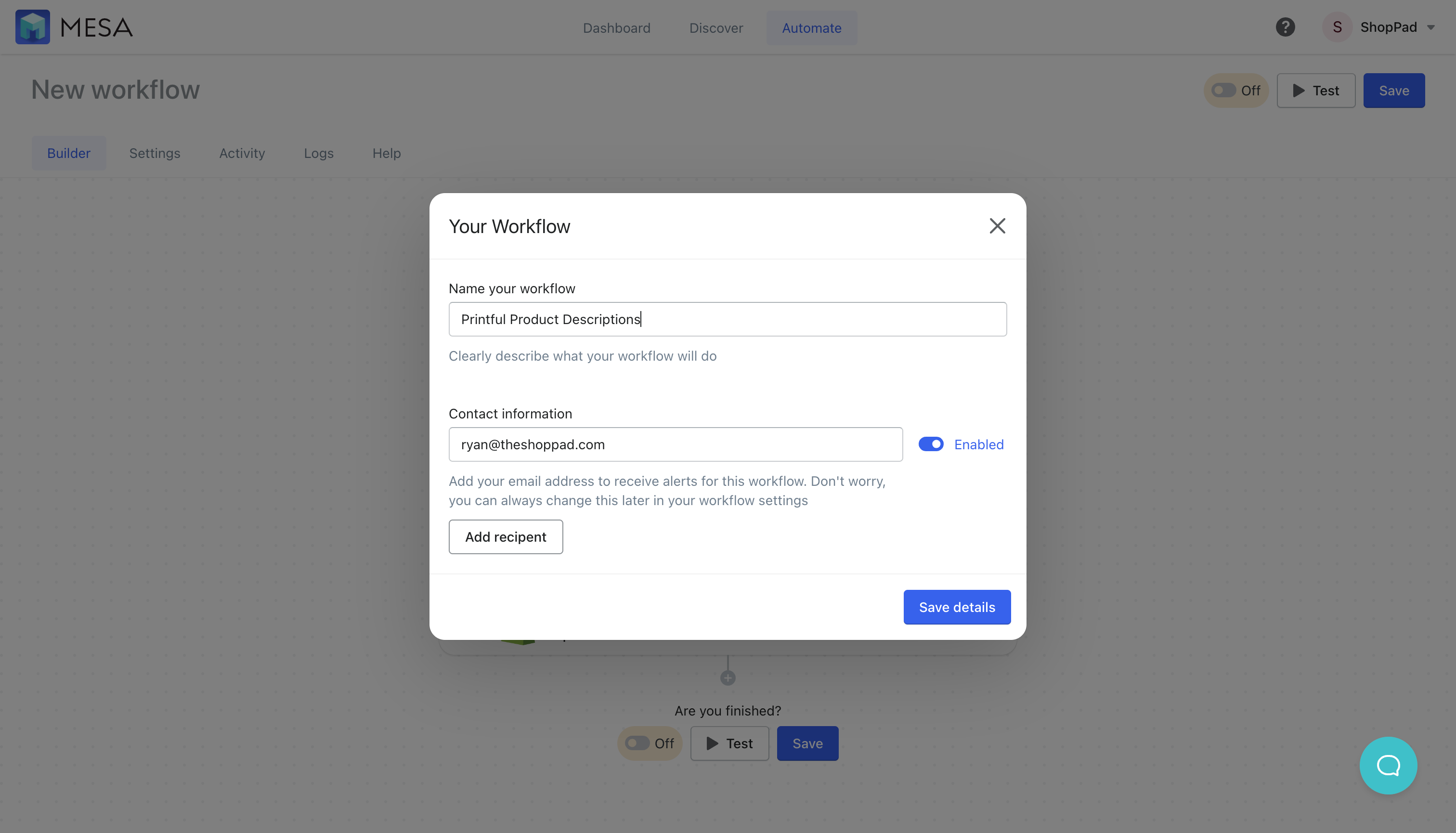 save then name your workflow