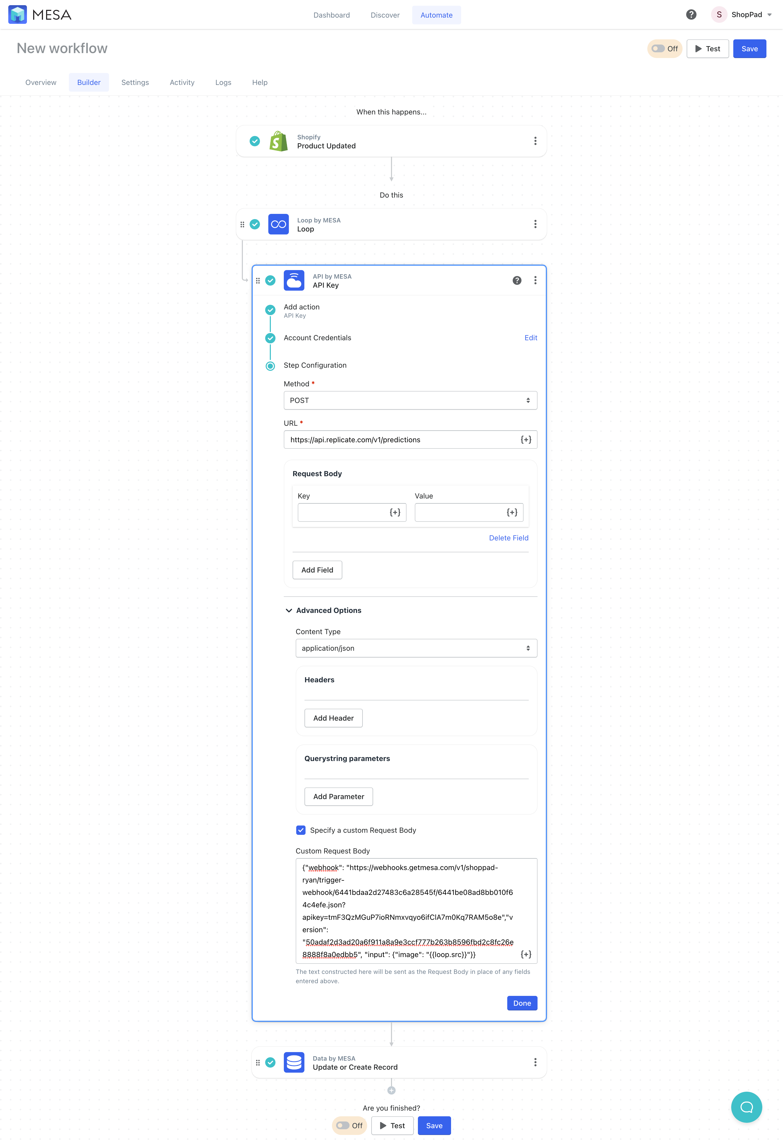 shopify api custom body