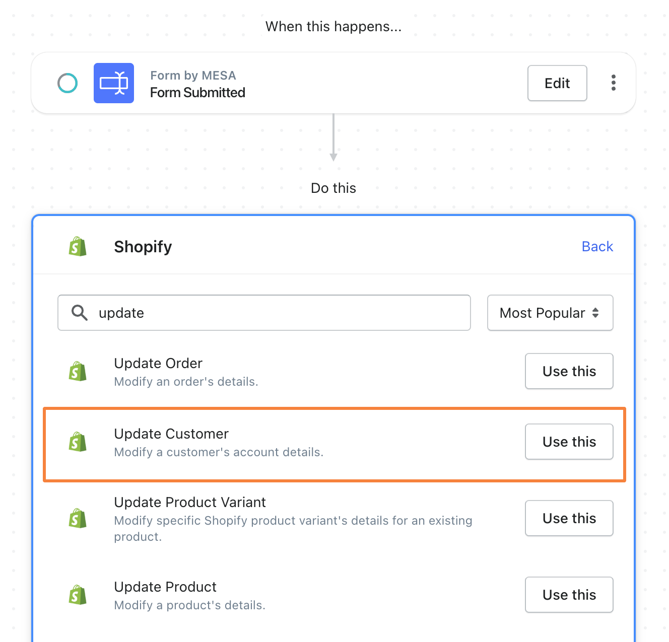 update Shopify customer