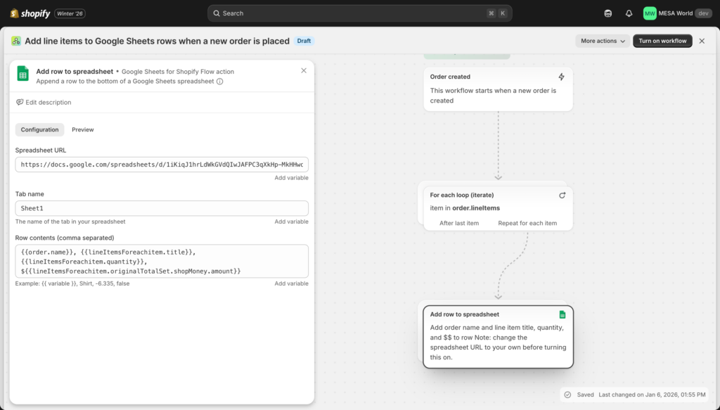 Liquid code in Shopify Flow condition step accessing order data