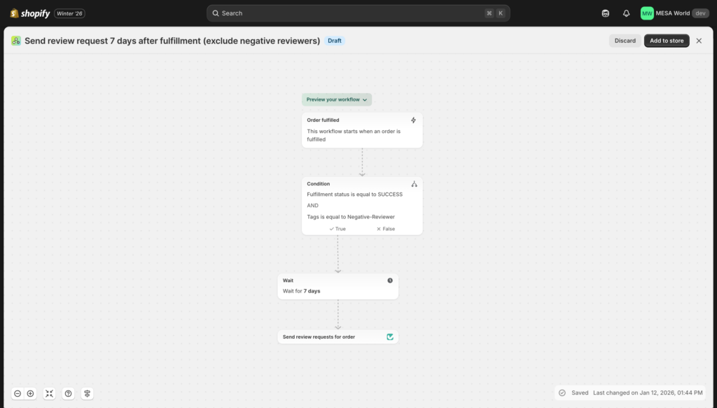 shopify flow review request