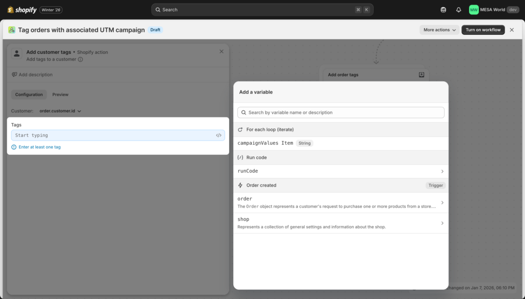 shopify flow variable picker