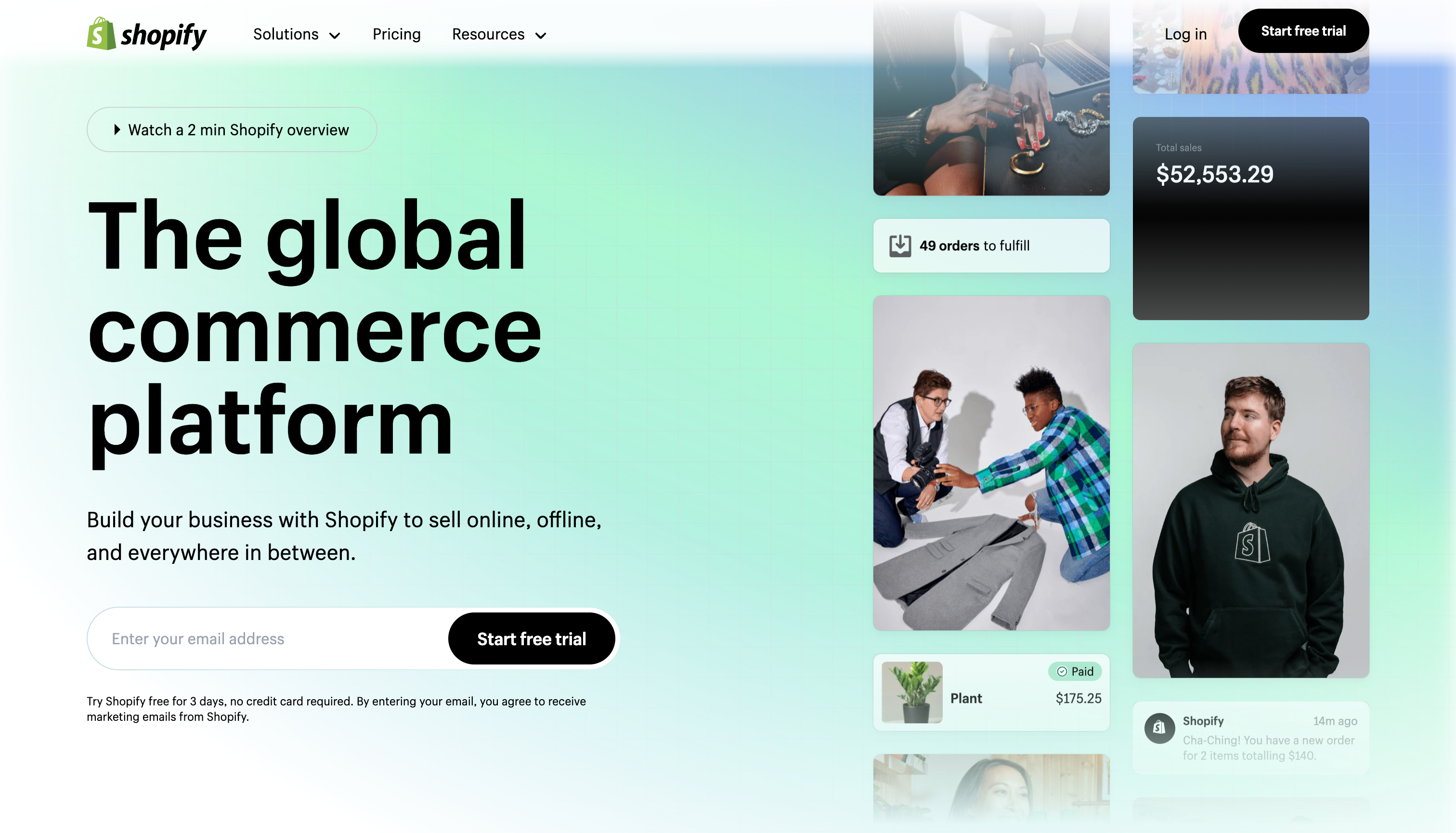 shopify homepage
