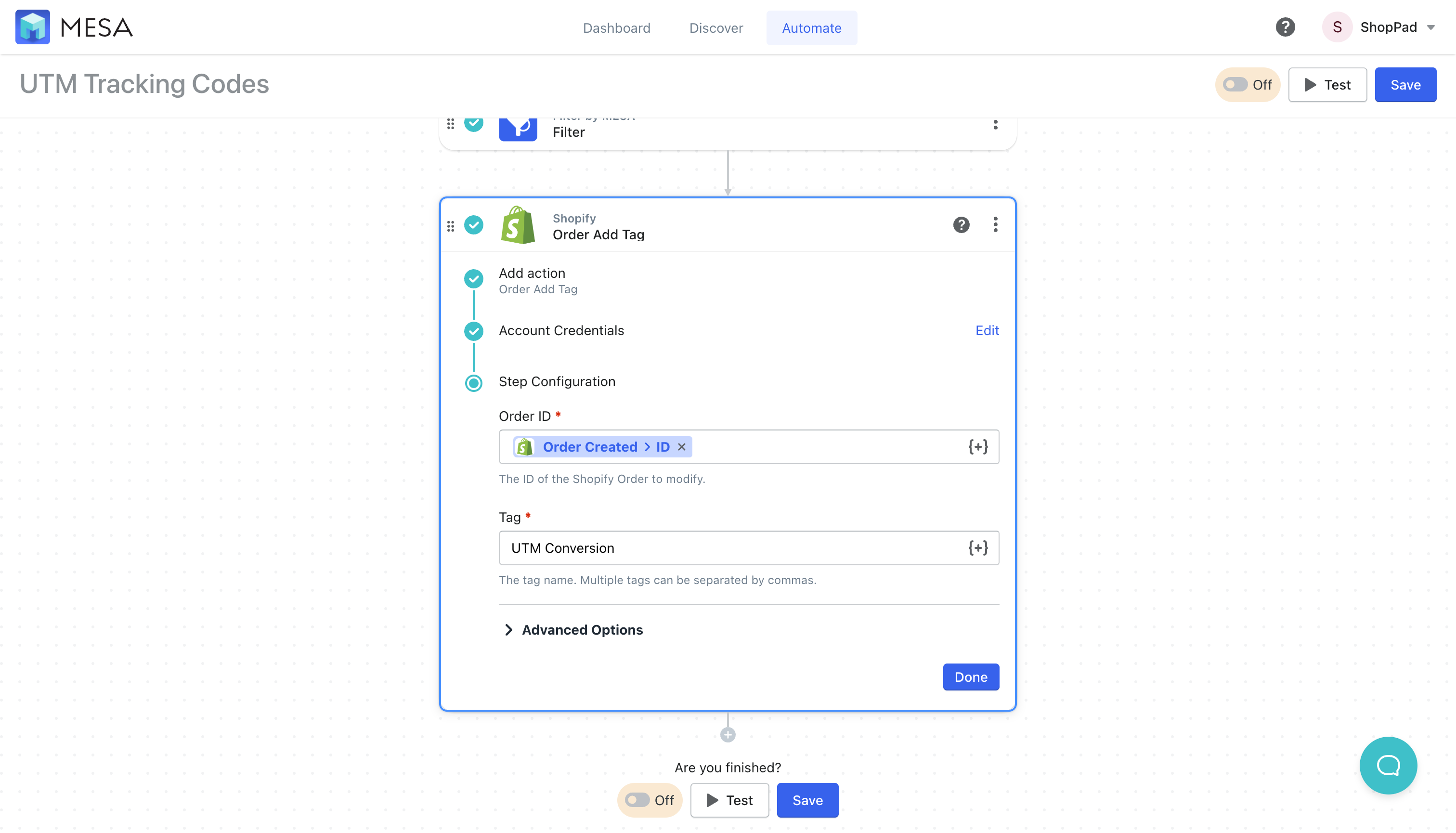 shopify utm parameter value
