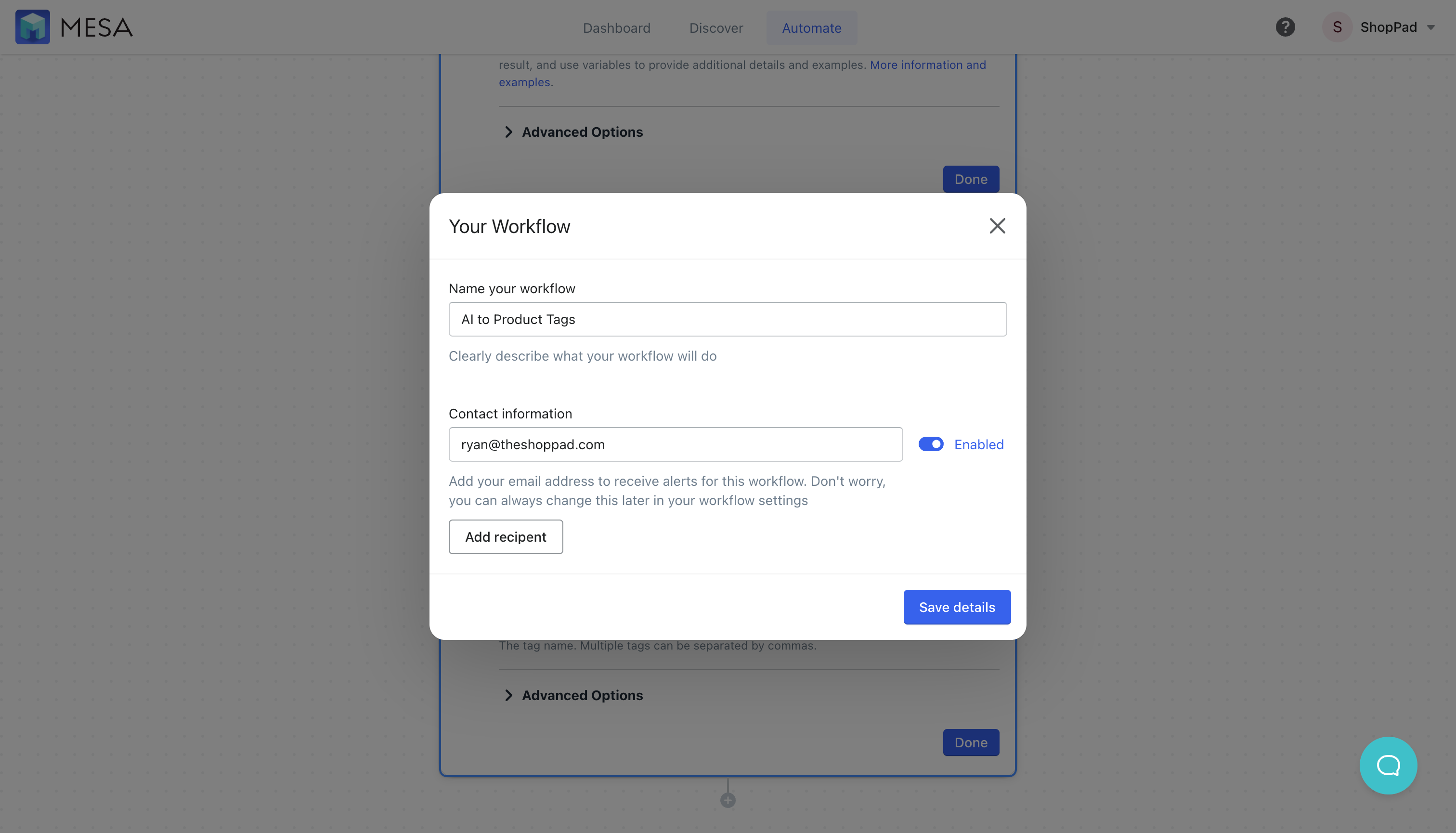 Shopify roduct tags from AI