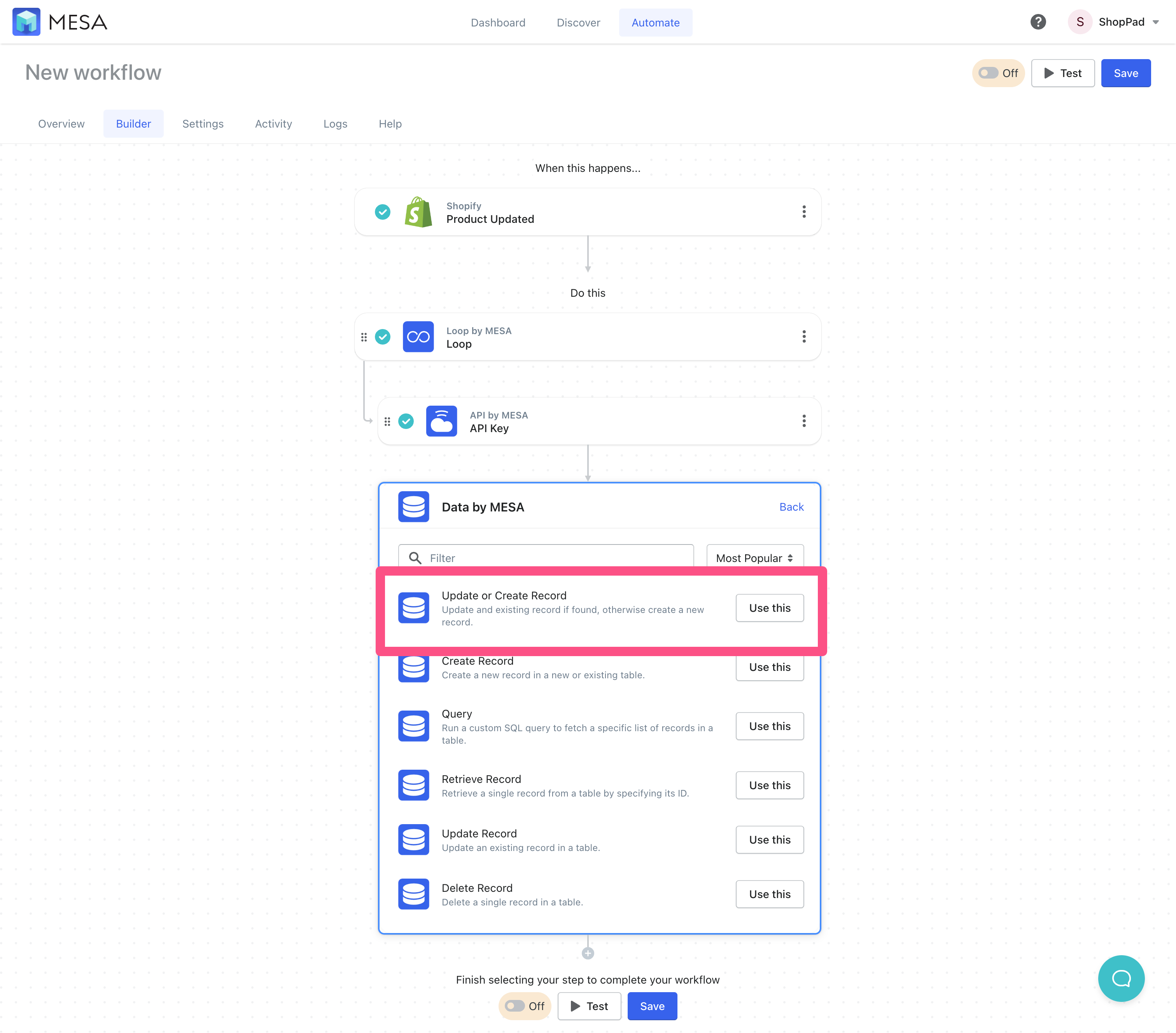 shopify api to database