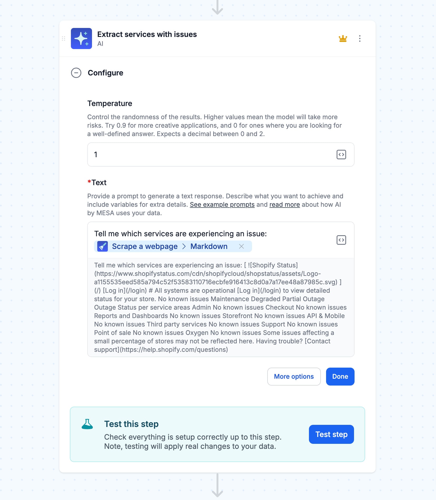 Use AI to summarize the details of known issues