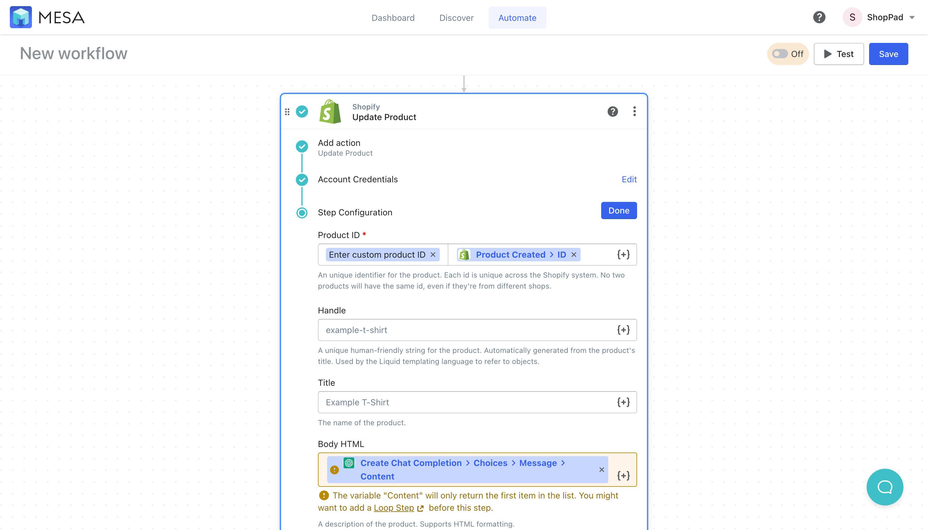 chatgpt product description