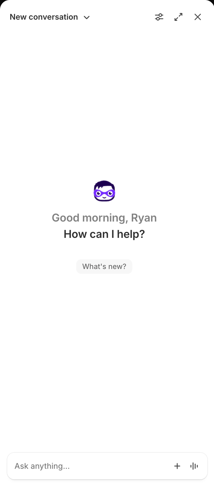 Start a conversation w/ Sidekick chat.