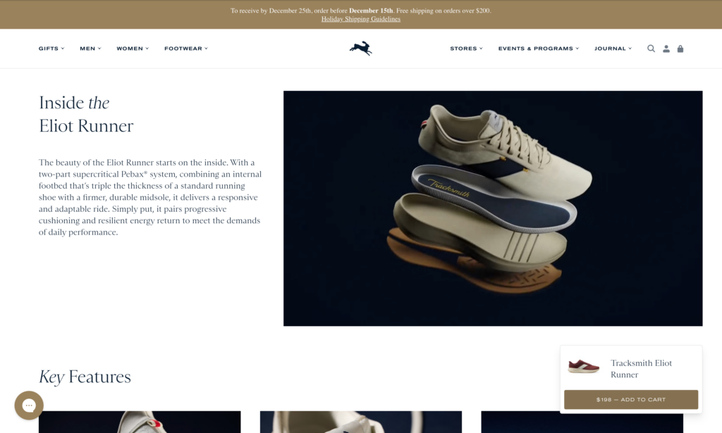 tracksmith running shoe product description