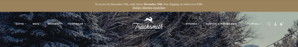 tracksmith.com navigation menu