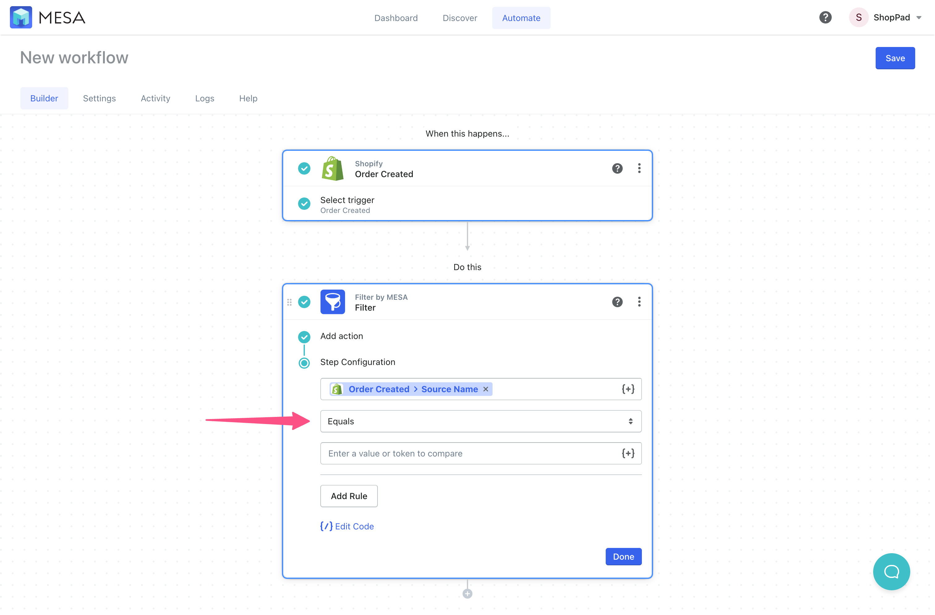shopify auto tag filter step