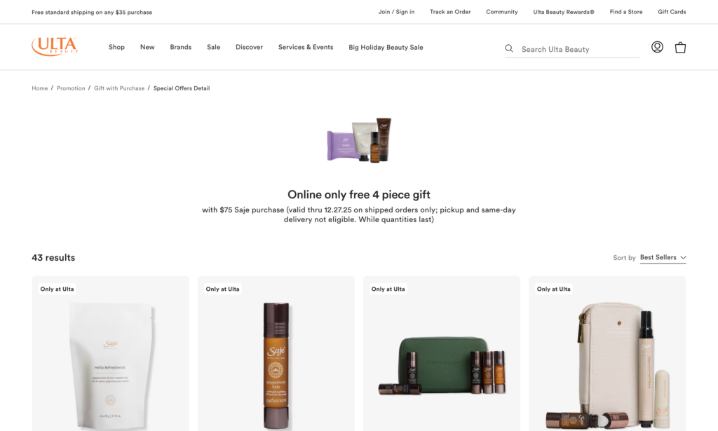 Ulta free with purchase offer