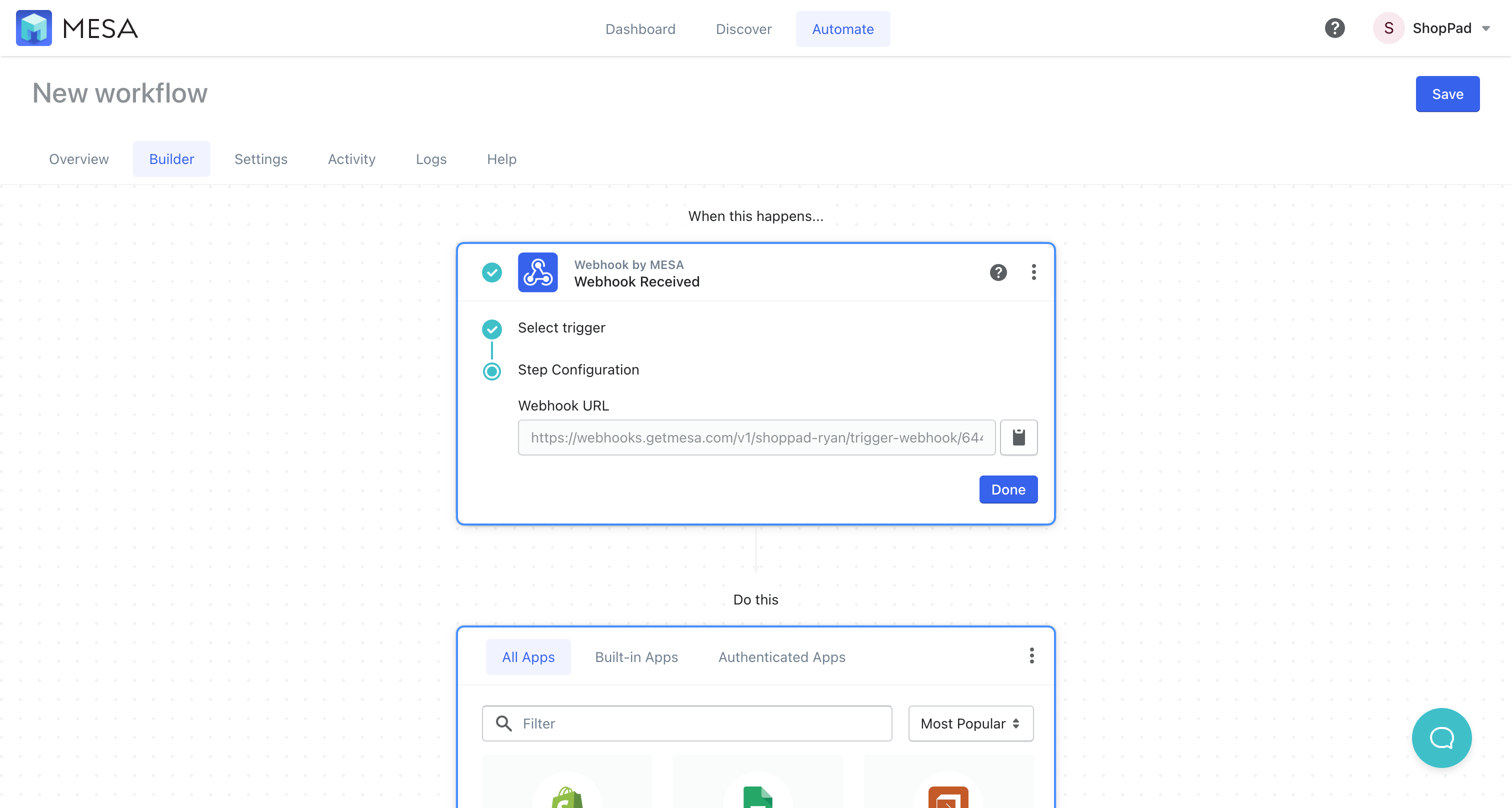 webhook trigger step