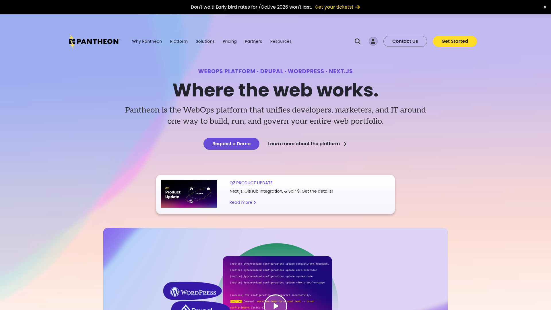 Website screenshot of Pantheon